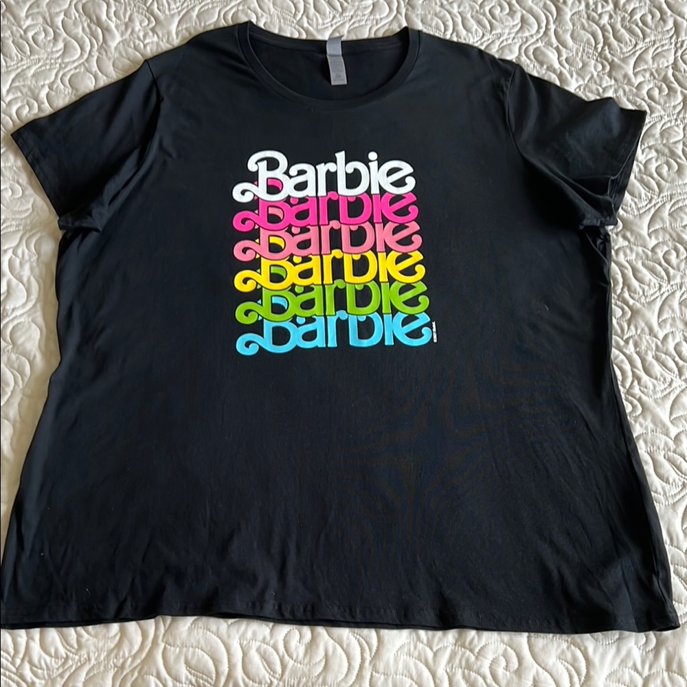 Barbie Multicolor Logo Black Tee plus size 2x
